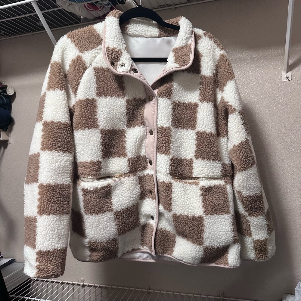 Checkered Snap Fleece Jacket